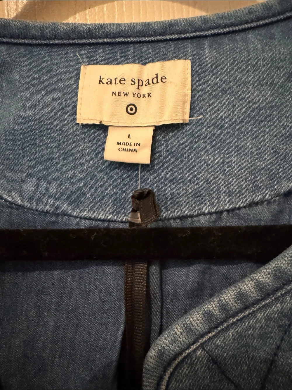 kate spade Light Blue Quilted Pearl-Button Denim Jacket